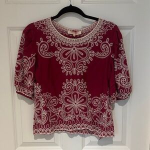 Solitaire Burgundy Embroidered Blouse